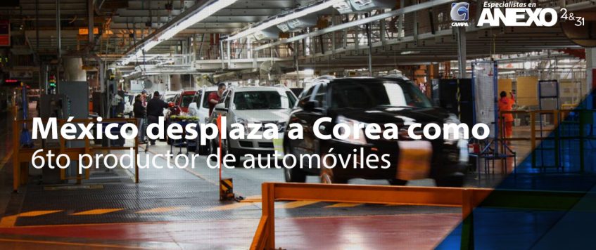 México desplaza a Corea como 6to productor de automóviles
